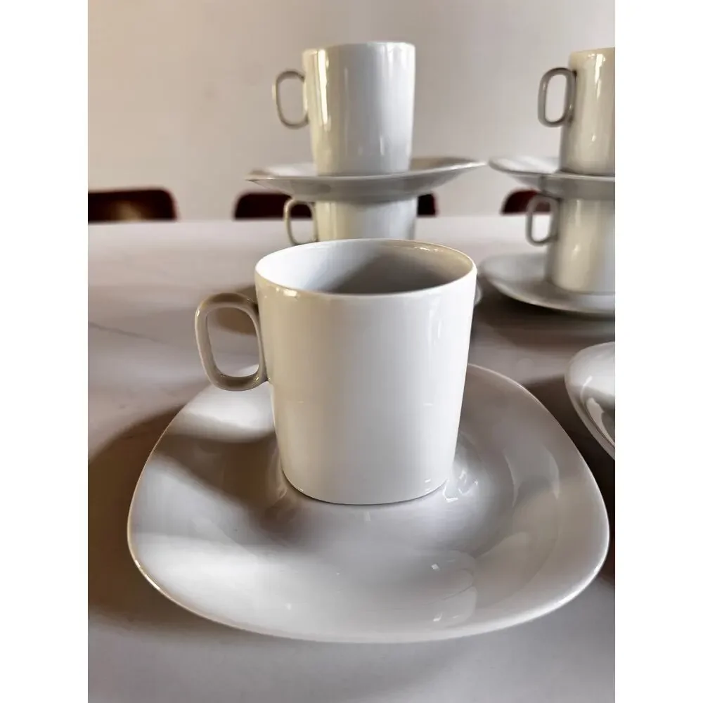 18pc Gerald Gulotta Block Langenthal Transition White Coffee Set + Platter MCM
